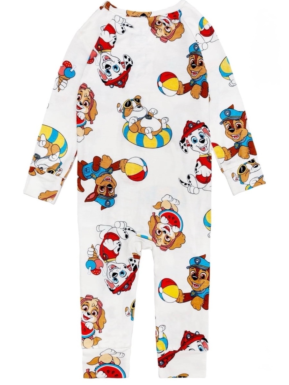 Paw Patrol White One-Piece Footie with Red, Blue & Yellow Accents